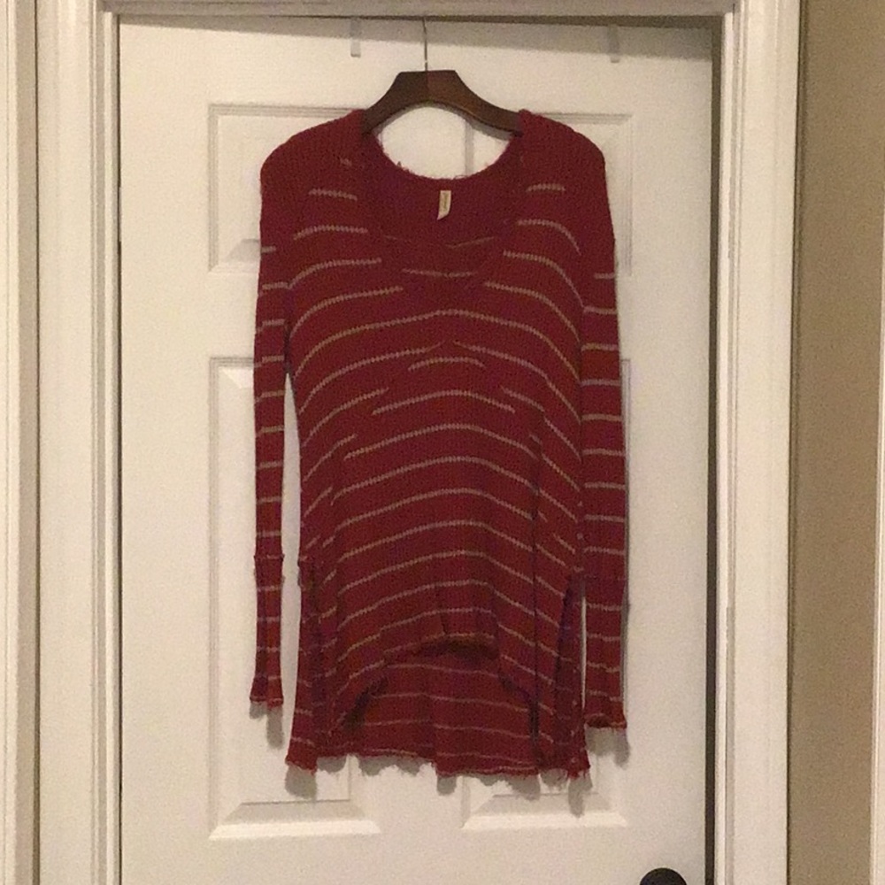 Red free people striped sweater